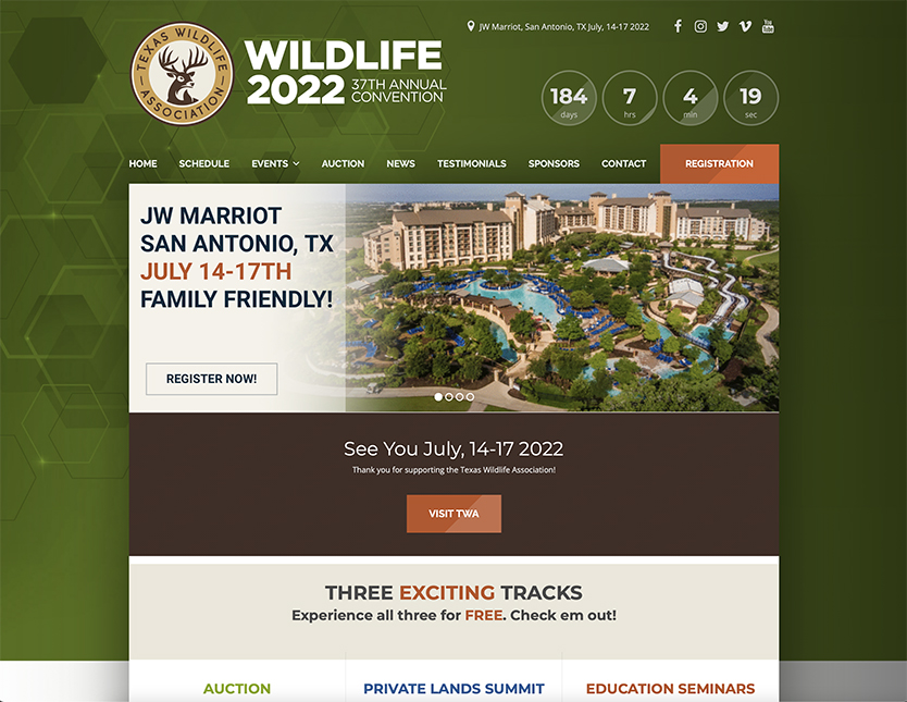 Texas Wildlife Association Wildlife 2022 Convention Website